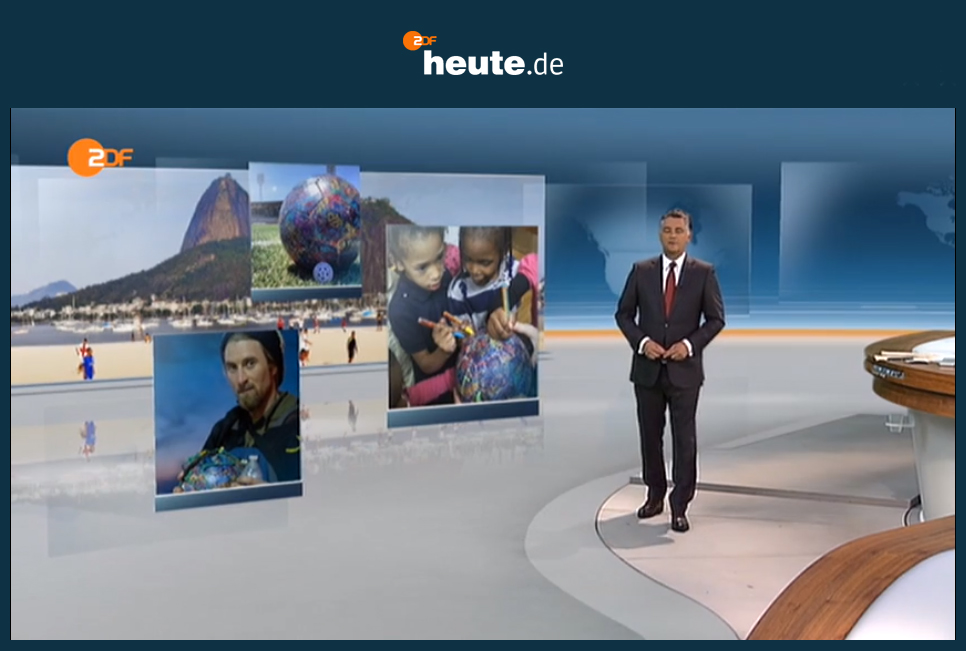 The Ball und seine Reise zur WM 2014 nach Brasilien im ZDF. Quelle: screenshot www.heute.de