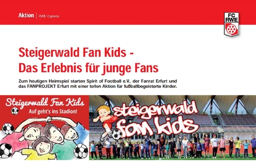 Artikel über die Steigerwald Fan Kids zum Spiel Rot-Weiß Erfurt gegen Hansa Rostock