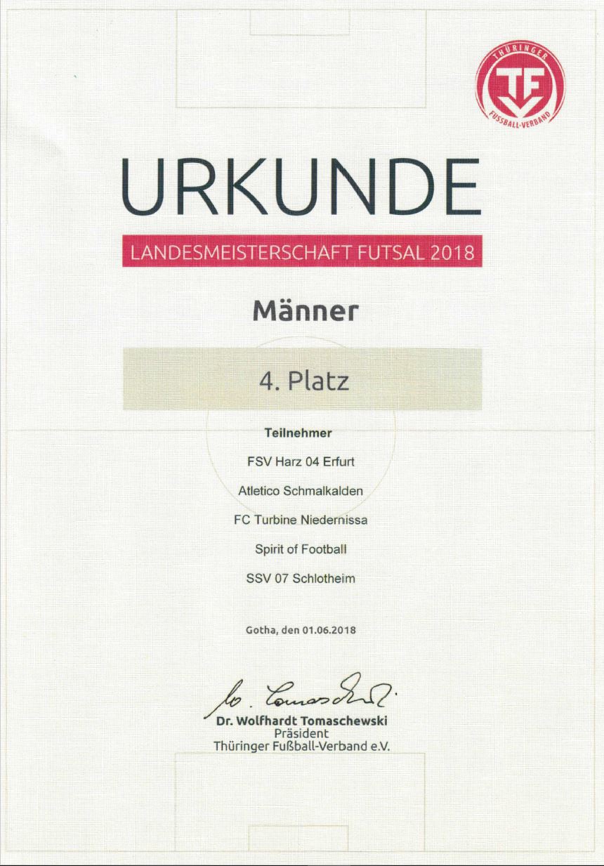 Landesmeisterschaft Futsal 2018, TFV, Erfurt, Futsal, Spirit of Football